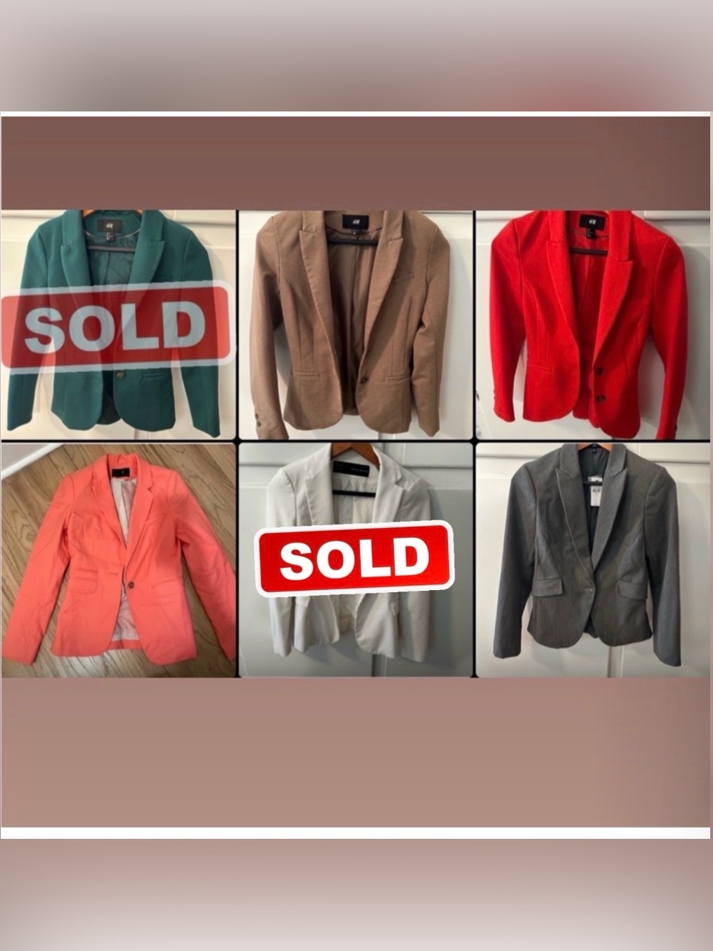 Women's Blazer Jacket Collection - Red, Tan, Gray, White, Coral